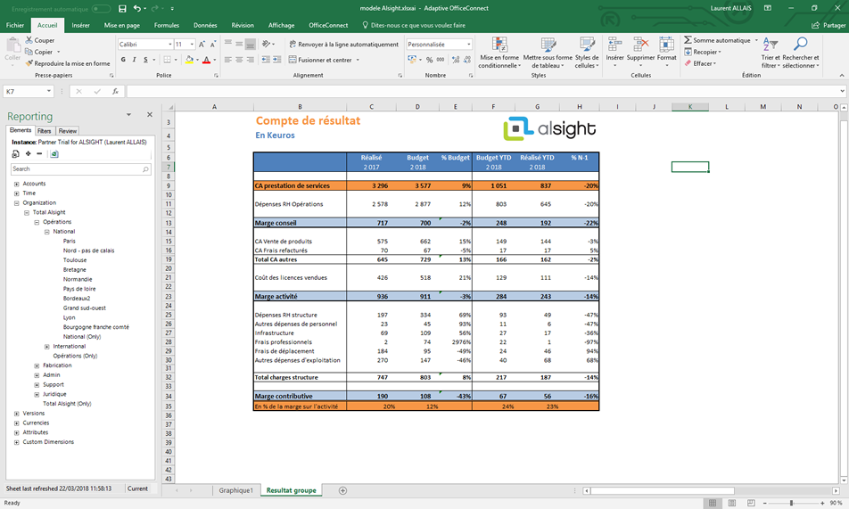 Adaptive Insights intégration Excel