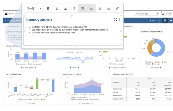 Adaptive Insights 2019-3 dashboard